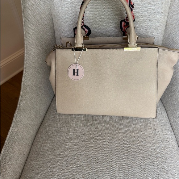 Henri Bendel Cream Satchel with Pink Scarf Accent - Picture 8 of 8